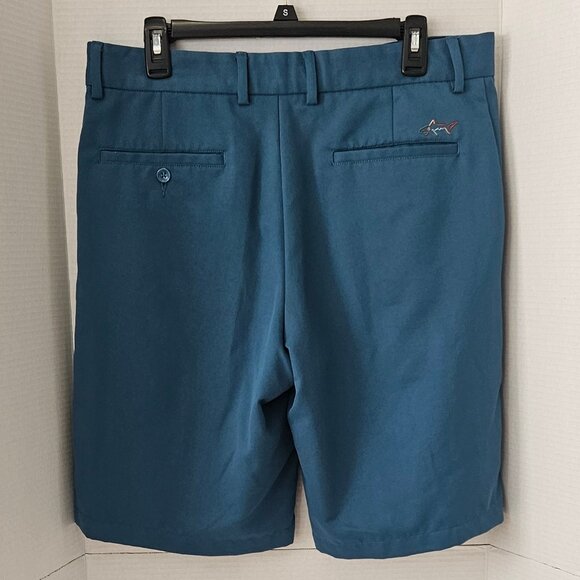 Men's Greg Norman for Tasso Elba Flat Front Golf Short - Dark Aqua - 33 - - Picture 2 of 5